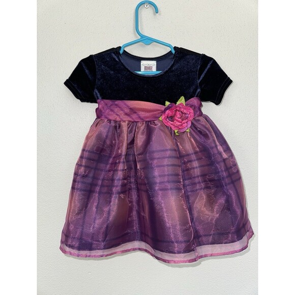 Brooke Lindsay Made In The USA Girls Velvet Tulle Purple Dress Size 12 Months - Picture 4 of 14
